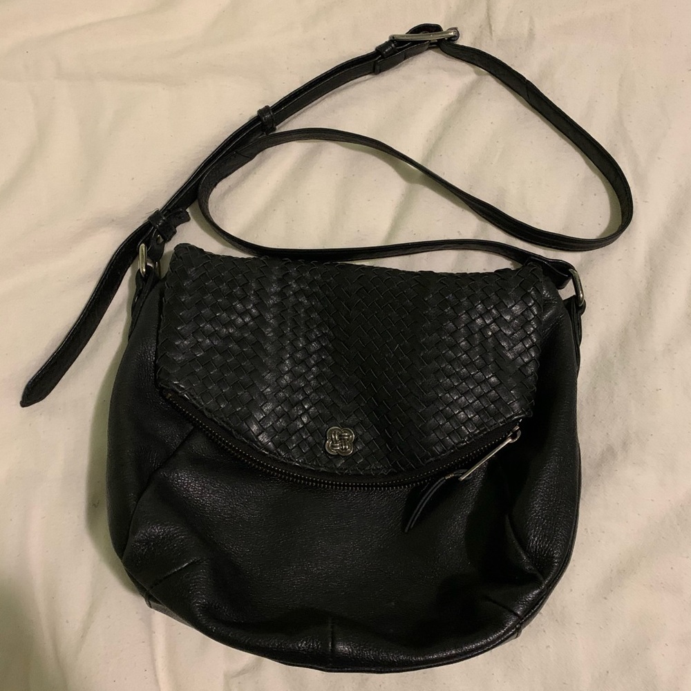Elliot Lucca black leather crossbody satchel